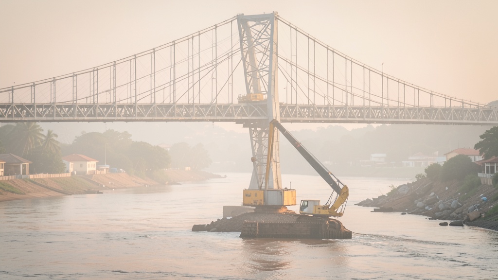 Prefectura del Guayas avanza en puente colgante para restablecer agua en Lomas de Sargentillo