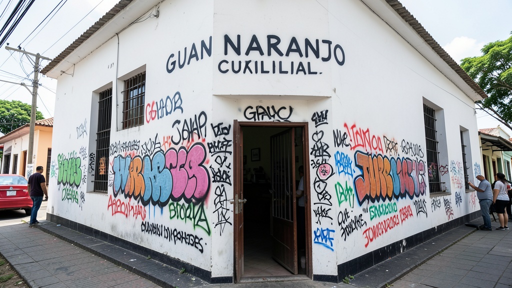 Vandalismo en Casa de la Cultura del Guayas: consignas contra Naranjo mancharon fachada