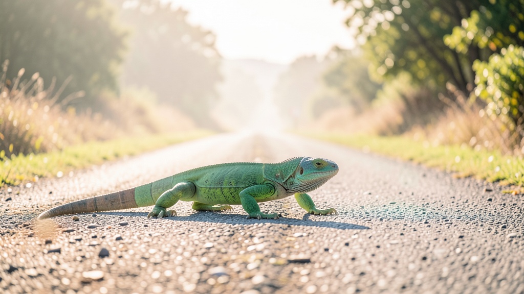Lagarto de 1,5 metros cruzó la vía a Lomas de Sargentillo y fue trasladado al zoológico