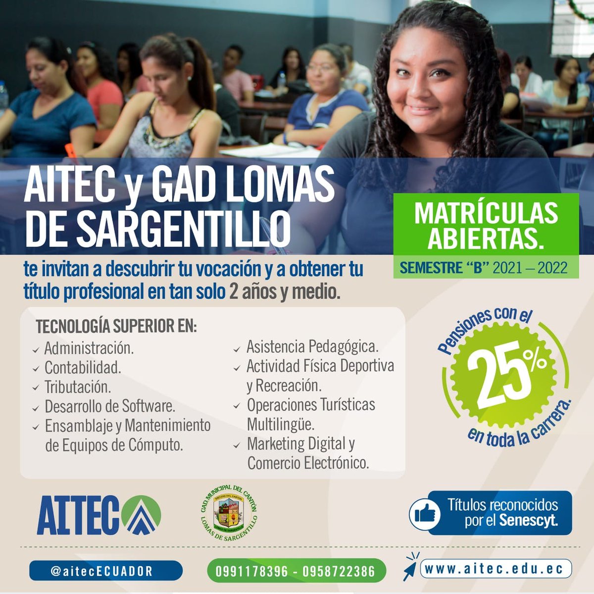 Lomas de Sargentillo ofrece becas para obtener título profesional en 2 años y medio