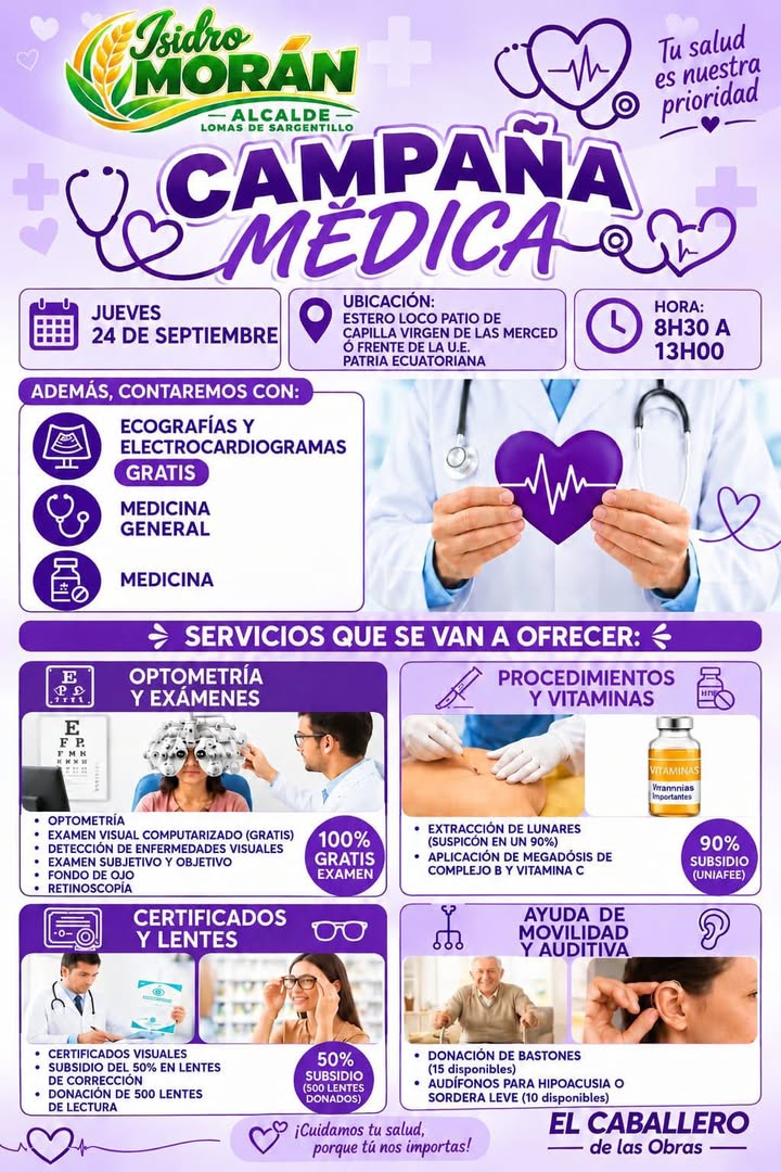 GAD Lomas de Sargentillo realiza campaña médica gratuita en Recinto Estero Loco